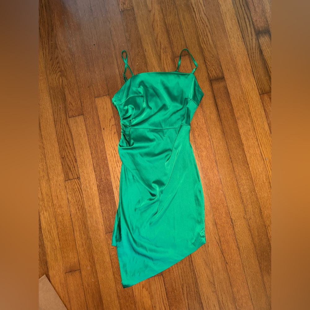 Green satin dress